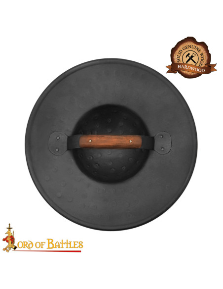 Broquel medieval em aço negro,...