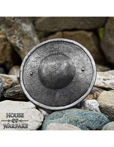 Broquel medieval redondo em aço,...