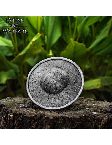 Broquel medieval redondo em aço,...