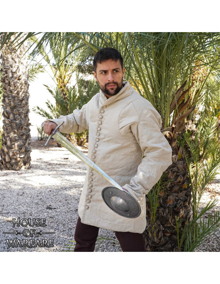 Broquel medieval redondo em aço,...