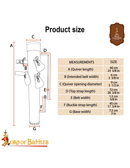 Aljava de couro marrom com bolsas de...