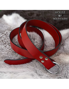 Cinto medieval século XII-XV com argola, couro vermelho 2