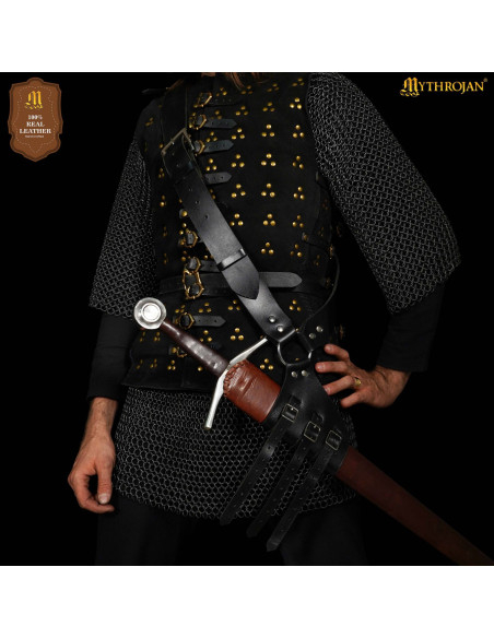 Tahalí medieval em couro preto para...