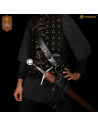 Tahalí medieval em couro preto para pendurar espada, mão direita