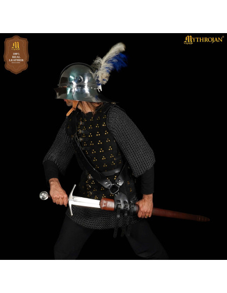 Tahalí medieval em couro preto para...