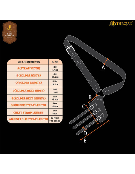 Tahalí medieval em couro preto para...
