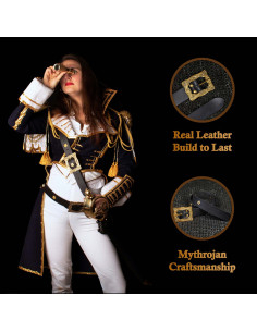 Cinto medieval renascentista, couro negro fivela de latão 2