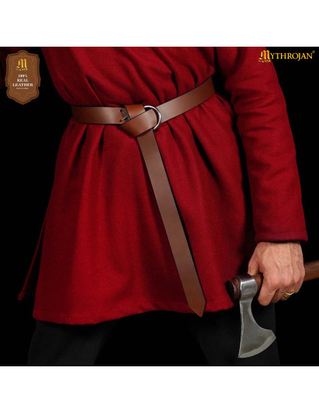 Cinto vikingue em couro com fivela,...