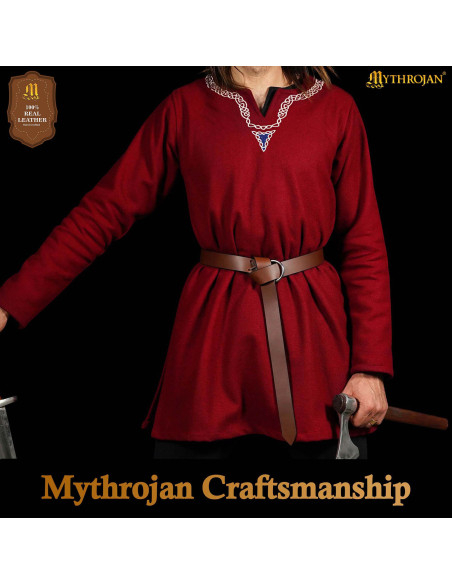 Cinto vikingue em couro com fivela,...