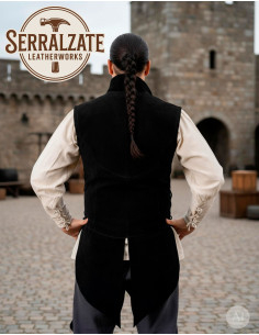 Colete medieval ajustável Arturo em camurça preta 2