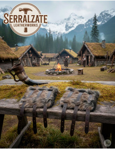 Braceletes vikings Hastein com pelo e pele