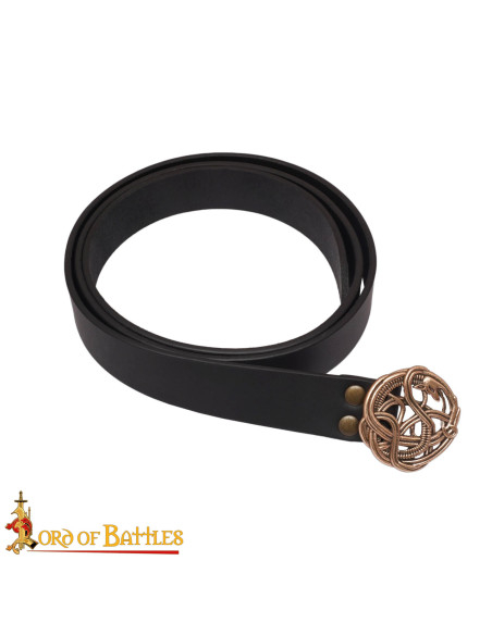Cinturão medieval de couro com fivela...
