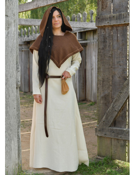 Capuz Medieval de Lã Marrom -...