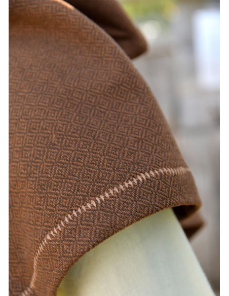 Capuz Medieval de Lã Marrom -...