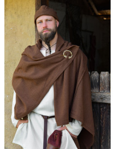 Manta Capa Vikinga Lã Marrom Sarja de Losangos