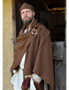Manta Capa Vikinga Lã Marrom Sarja de Losangos 2