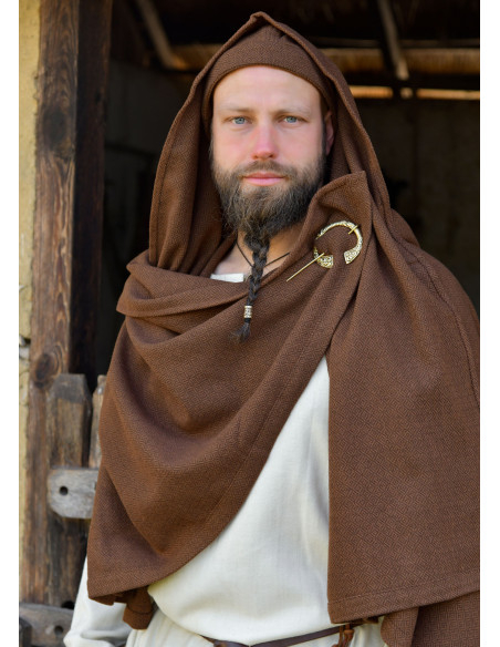 Manta Capa Vikinga Lã Marrom Sarja de...