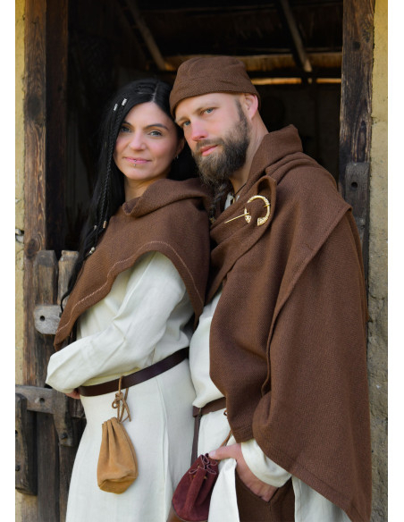 Manta Capa Vikinga Lã Marrom Sarja de...