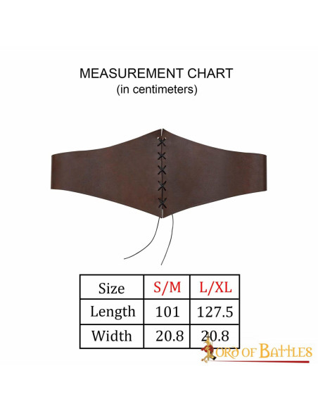 Cinturão medieval largo em couro...
