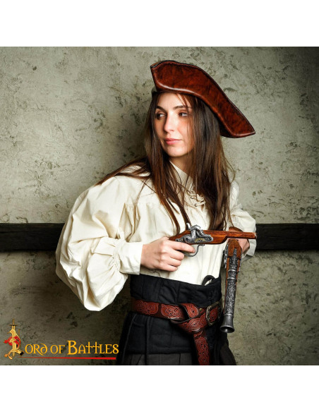 Cinto vikingue de couro repuxado com...