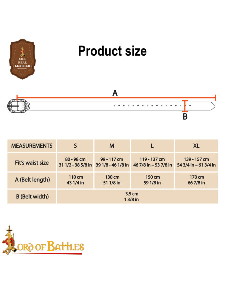 Cinto vikingue de couro repuxado com...