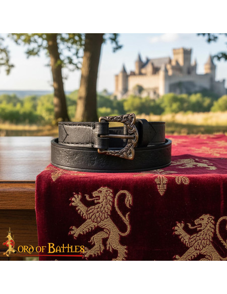 Cinto vikingue de couro preto...