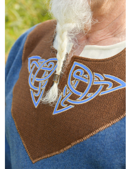 Túnica Vikinga Esben de Lã Azul com...