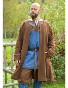 Abrigo Viking Autêntico de Lã Marrom Forrado