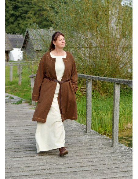 Abrigo Viking Autêntico de Lã Marrom...