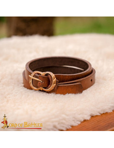 Jarreteras medievais em couro marrom para calças 2