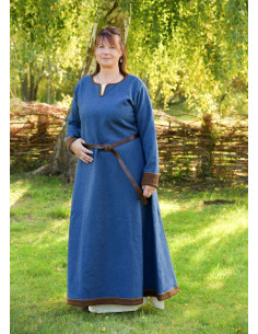 Vestido Viking Lykka Lã Azul Marrom Histórico