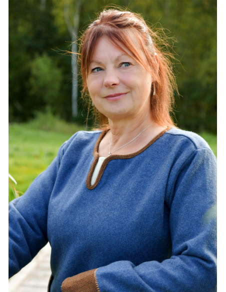 Vestido Viking Lykka Lã Azul Marrom...