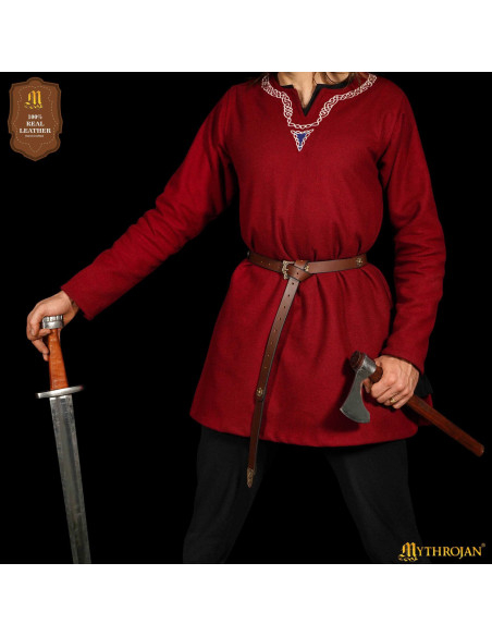 Cinturão viking em couro marrom,...