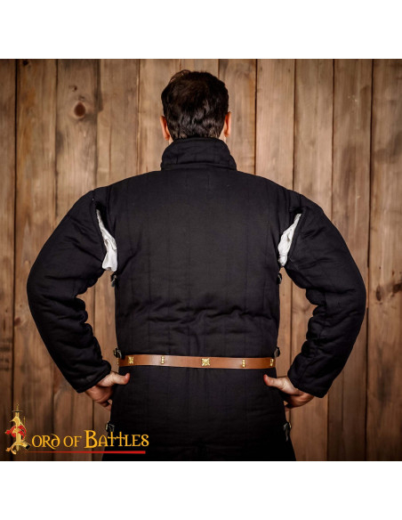 Cinturão medieval de couro marrom com...