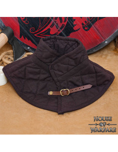 Gorjal medieval acolchoado com correia, cor marrom