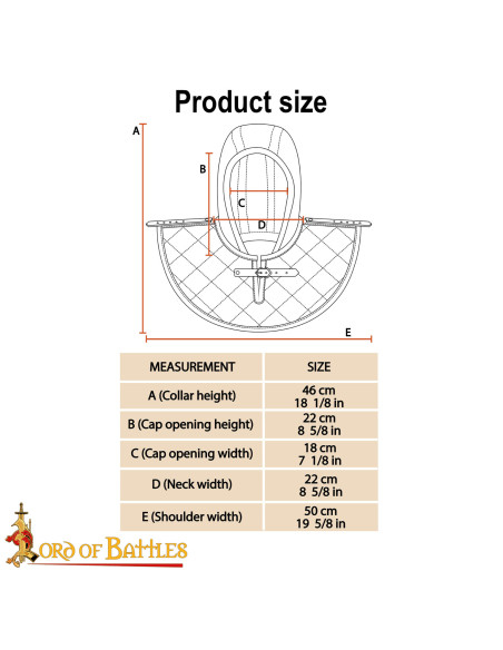 Gugel medieval acolchoado em algodão,...