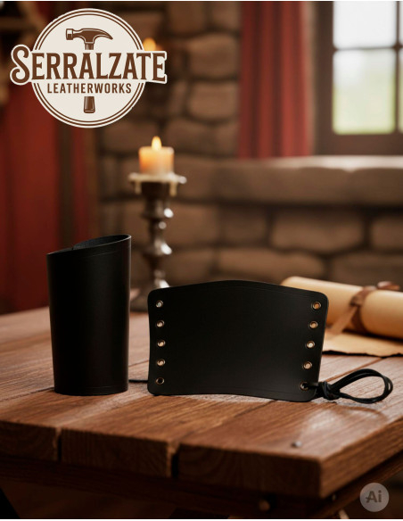 Braceletes medievais de couro preto,...