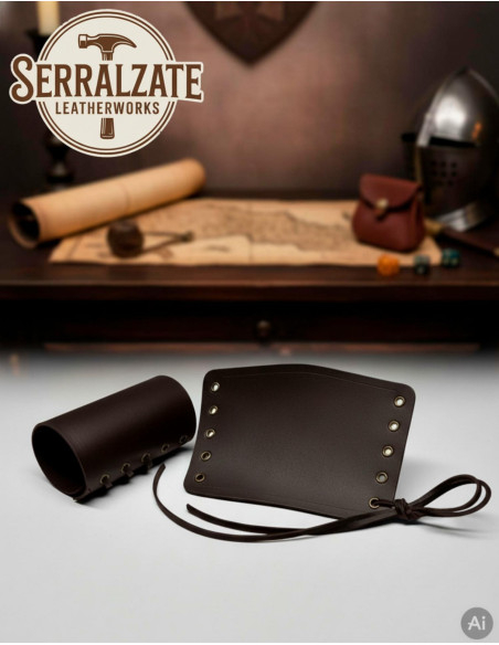 Braceletes medievais de couro marrom,...