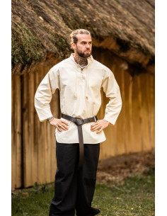 Camisa medieval ataca modelo Ansbert, cor branca natural