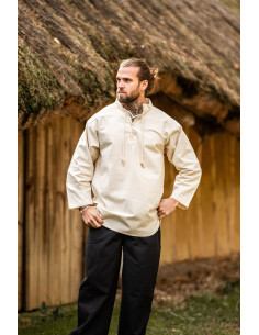 Camisa medieval ataca modelo Ansbert, cor branca natural 2