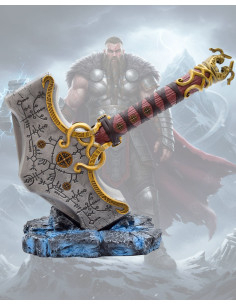 Martelo de Thor GoW Réplica fibra de vidro e base