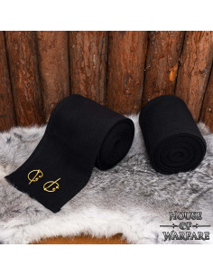 Winingas medievais em algodão preto, com fivelas de latão