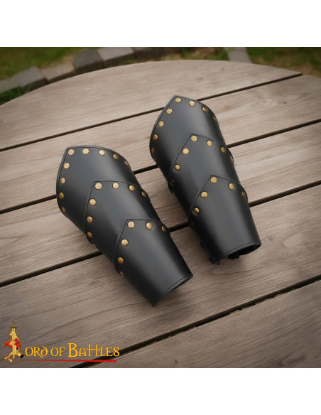 Braçadeiras medievais em couro preto,...