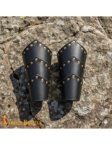 Braçadeiras medievais em couro preto,...