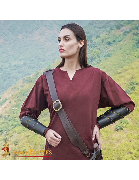 Braçadeiras medievais em couro preto,...