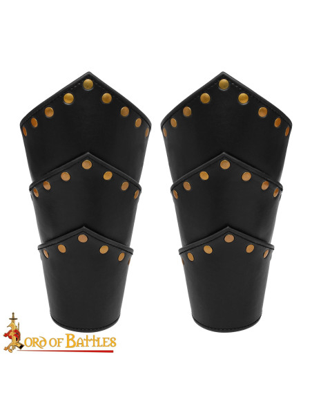 Braçadeiras medievais em couro preto,...