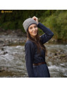 Gorro medieval nórdico em lã modelo Naalbinding, cinza-azul