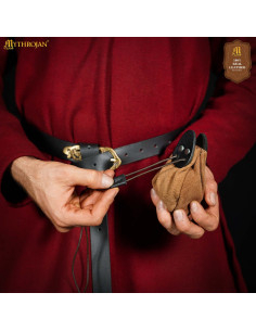 Bolsa de limosna de camurça com cordão, cor bege 2