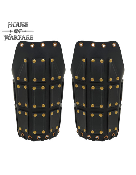 Ombreras medievais em couro preto...