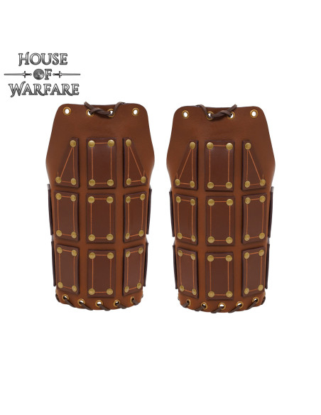 Omoplatas medievais em couro marrom...